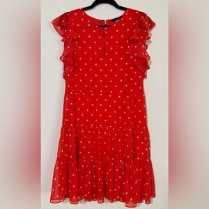 Tommy Hilfiger Orange Polka Dot Mini Dress with flutter sleeves